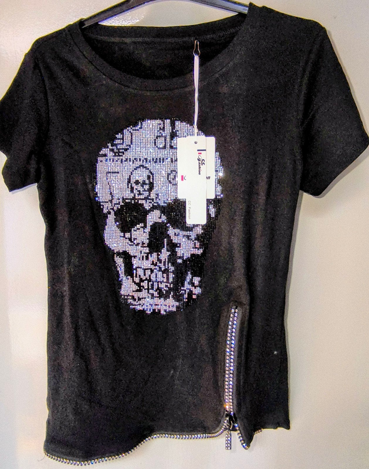 Blouse Tête de mort., Manches courtes, Enlèvement ou Envoi, CC Fashion, Argenté