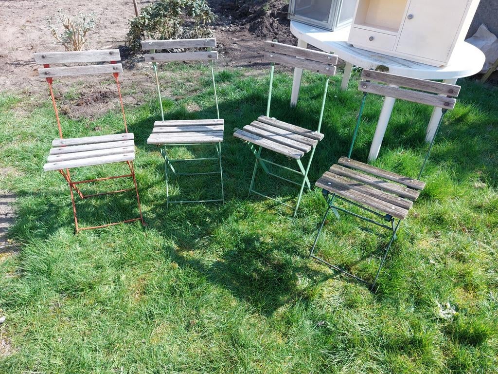 Retro tuinstoeltjes, Tuin en Terras, Ophalen, Hout