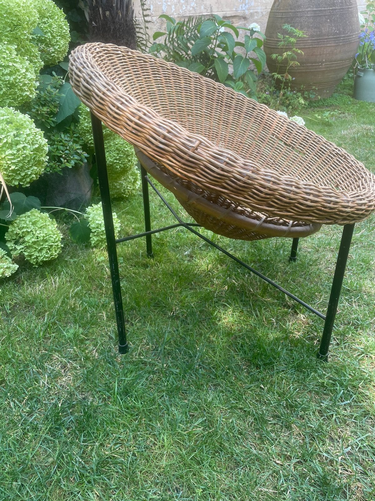 Vintage rotan kuipstoel, Ophalen, Gebruikt, Rotan