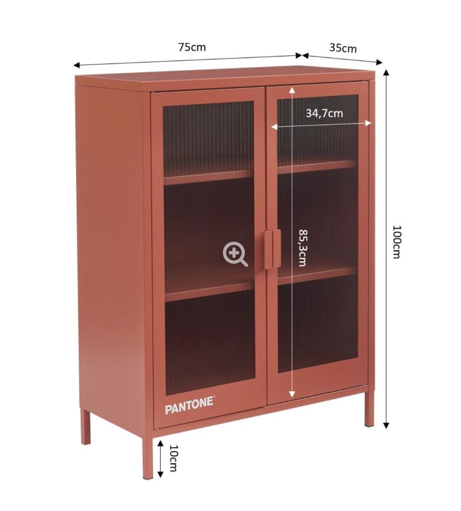 Pantone - Buffet en métal, Neuf, 25 à 50 cm, Avec porte(s), Verre