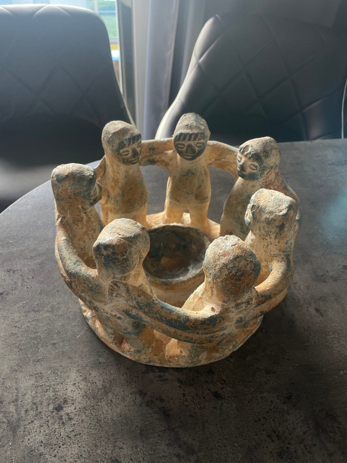 Vintage terracotta Circle of Friends kaarsenhouder 25 cm, Ophalen, Gebruikt, Rond