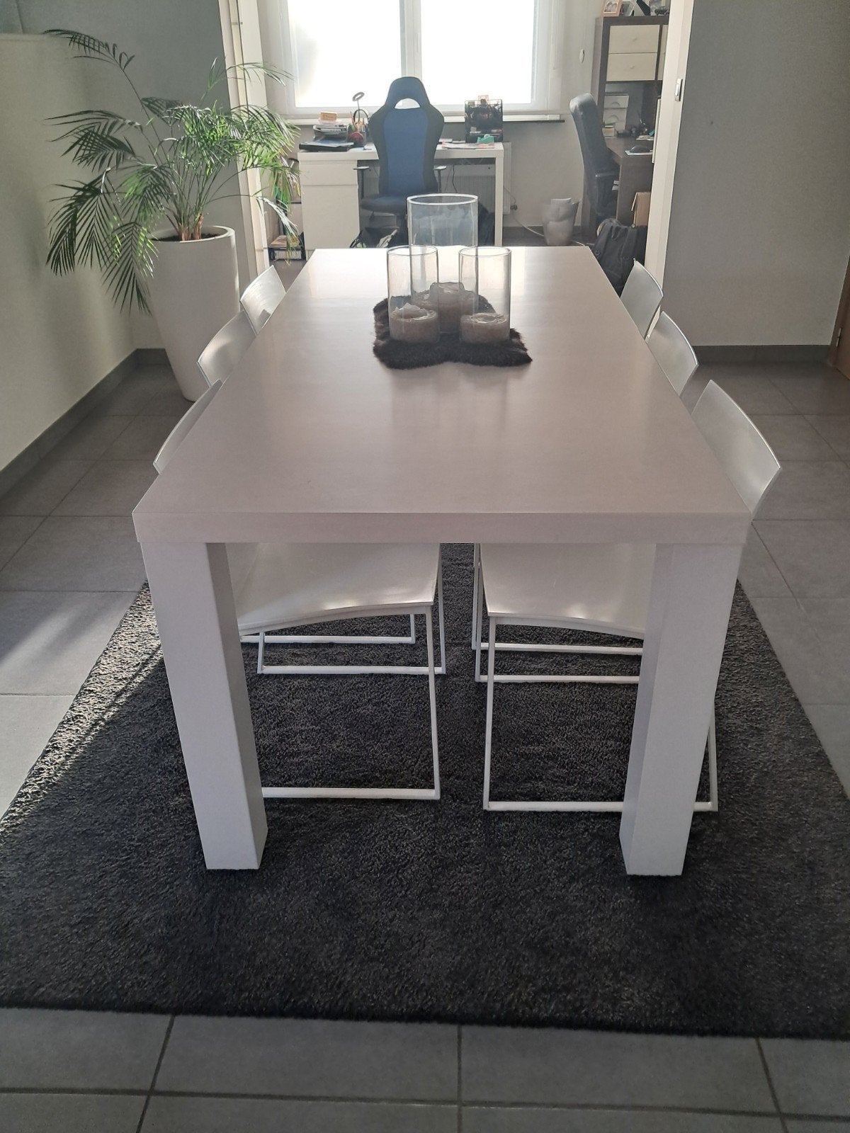 Witte eettafel met t stoelen, Huis en Inrichting, Ophalen