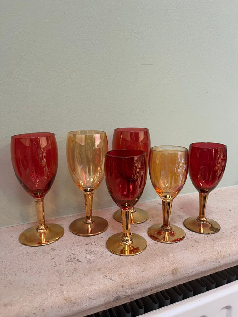 Vintage gekleurde glazen, Antiek en Kunst, Ophalen