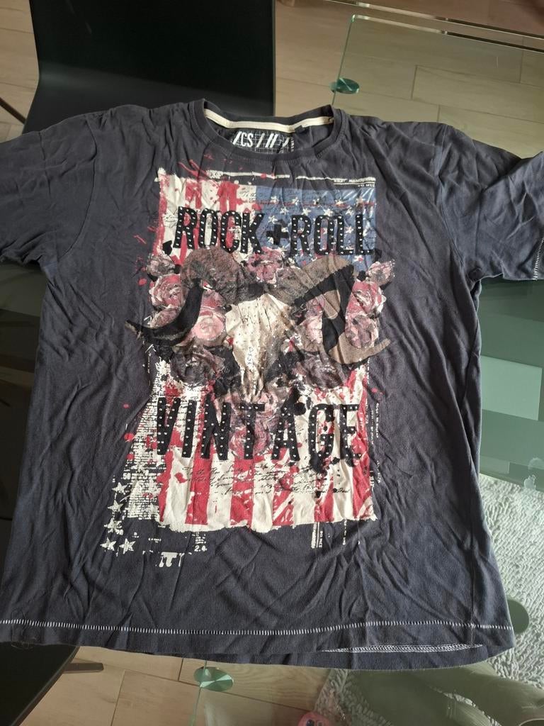 Grijs rock-'n-roll T-shirt in vintage L-stijl, Maat 52/54 (L), Ophalen of Verzenden, Zo goed als nieuw, Grijs