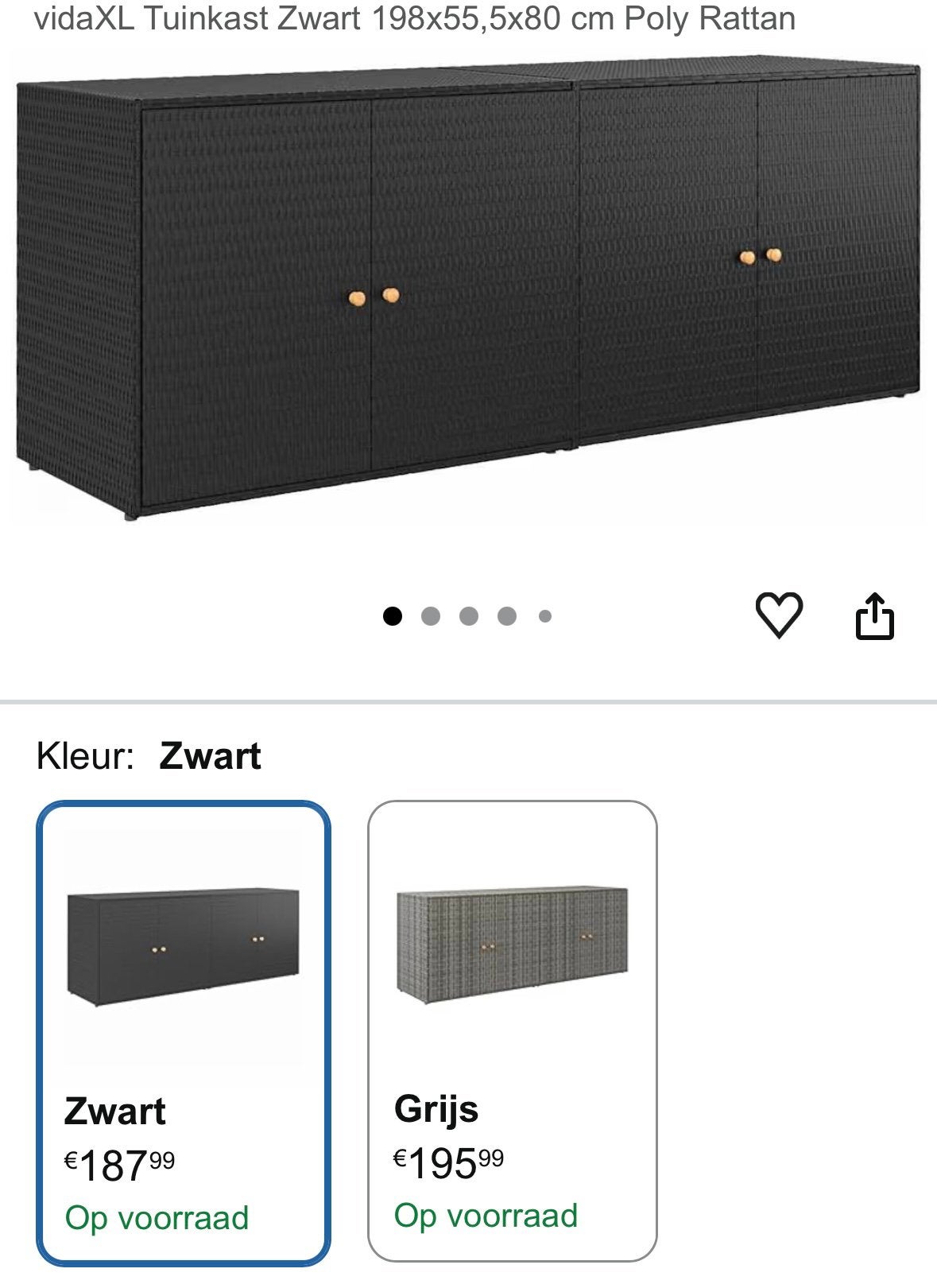 Tuinkast VidaXL zwart, Tuin en Terras, Ophalen of Verzenden, Nieuw