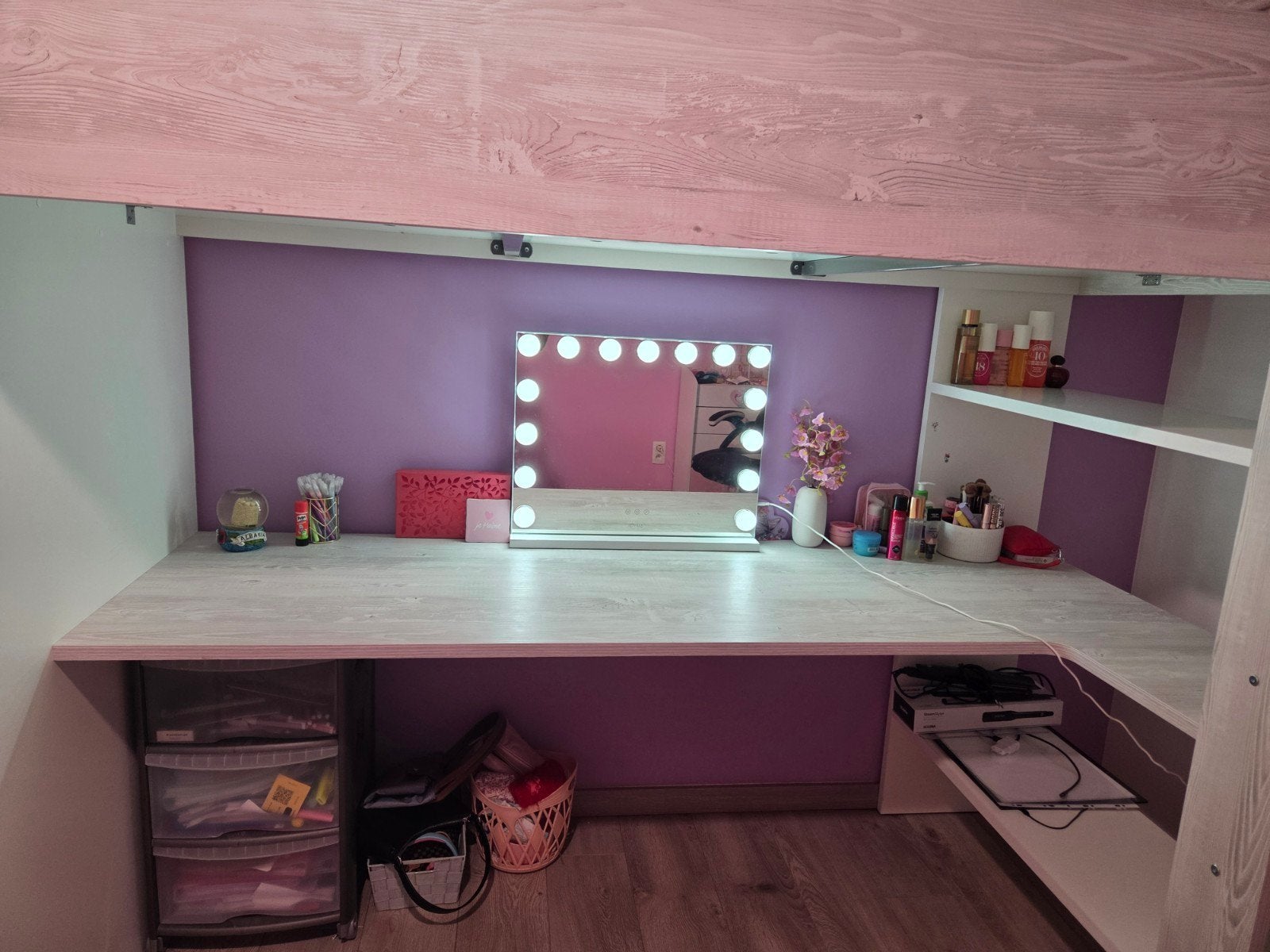 Hoogslaper met groot bureau en bed maat 90 op 200 cm, Enlèvement, Lit mezzanine