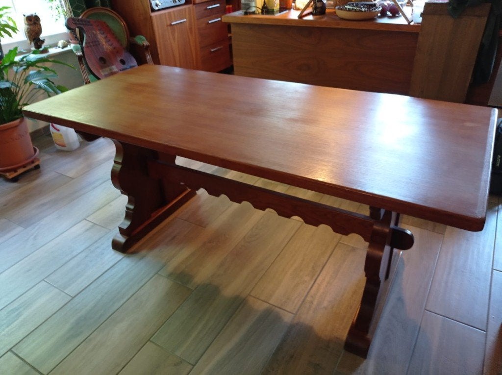Table de salle à manger en chêne massif, Maison & Meubles, Enlèvement, Utilisé