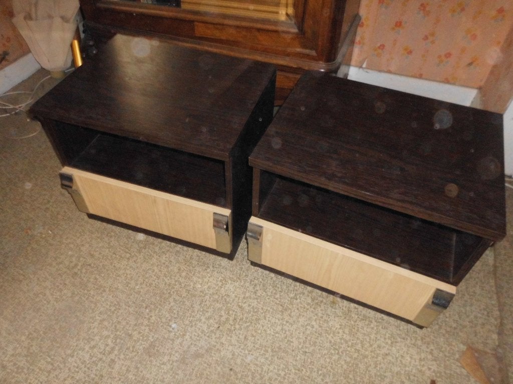 lot 2 anciennes tables de chevet nuit modele SPACE AGE, Maison & Meubles, Enlèvement, Bois