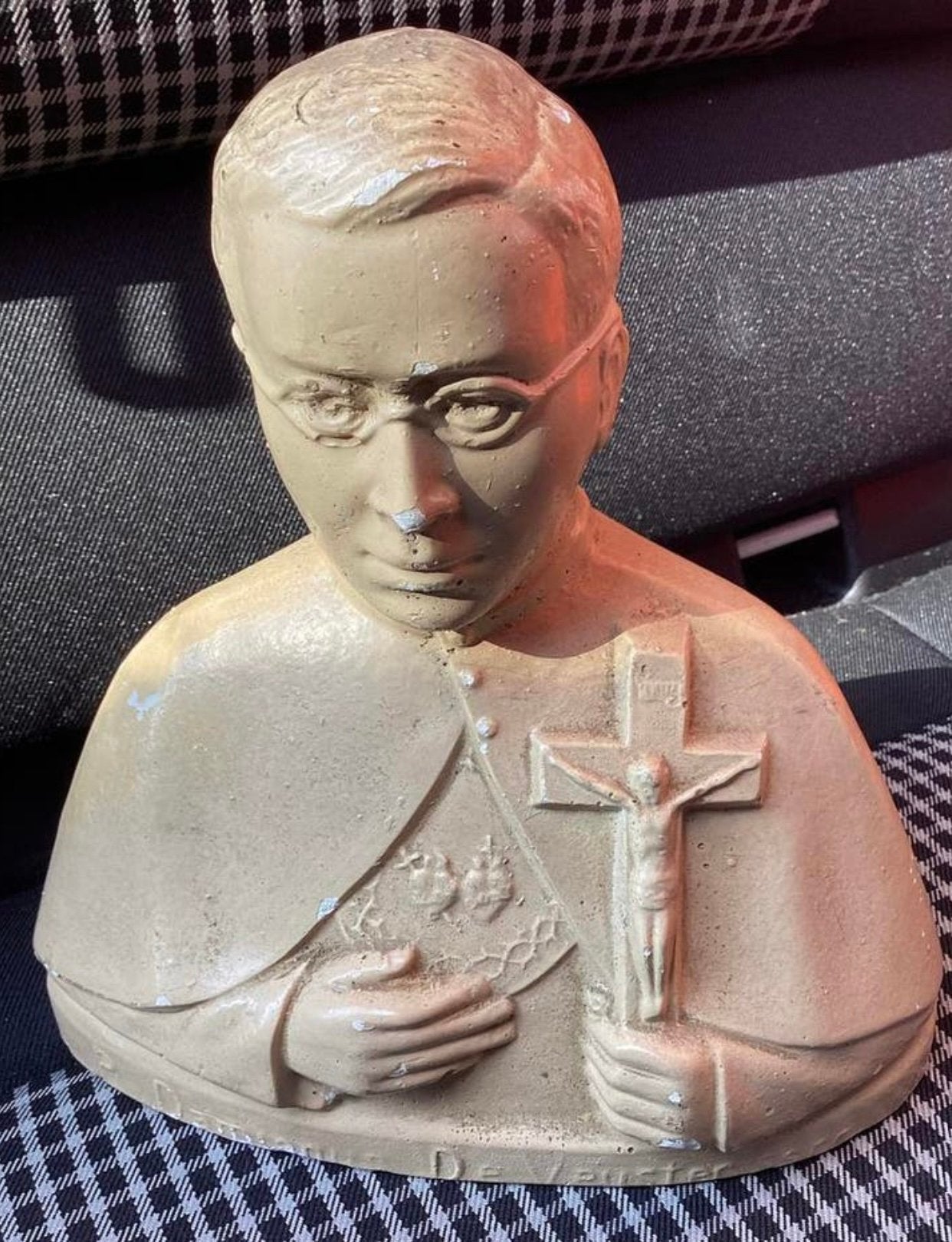 JOHANNES VAN DAMASCUS,ANTIEK GESIGNEERD BORSTBEELD UNIEK !, Ophalen of Verzenden