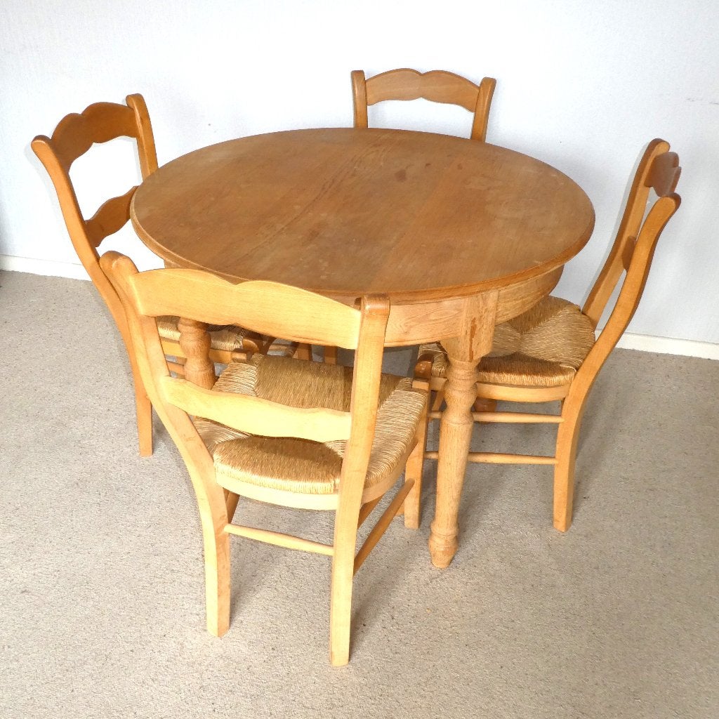 table en chêne avec 4 chaises, Maison & Meubles, Enlèvement