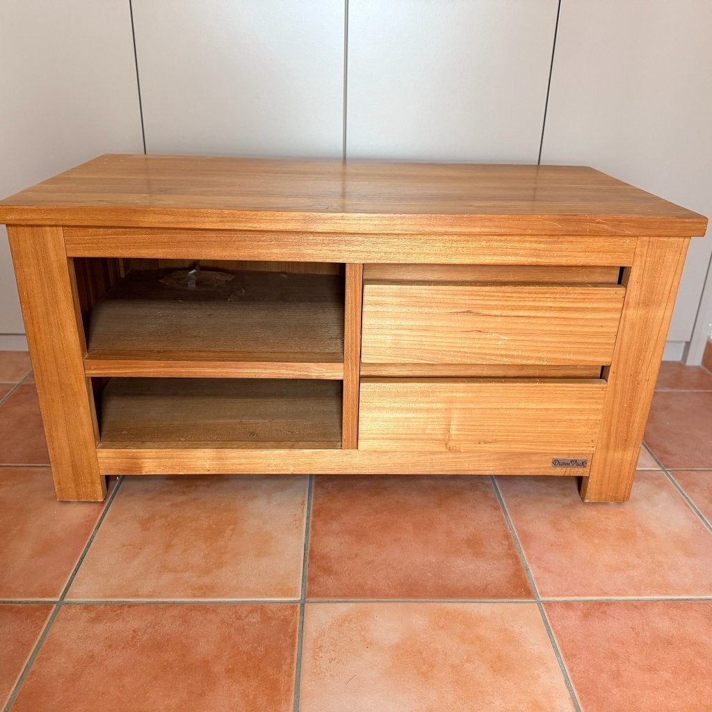 Meuble TV en teck 101x51x50,5, Maison & Meubles, Enlèvement, Utilisé, Teck