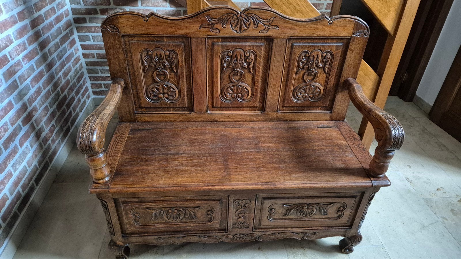 antieke houten bank, Antiek en Kunst, Ophalen