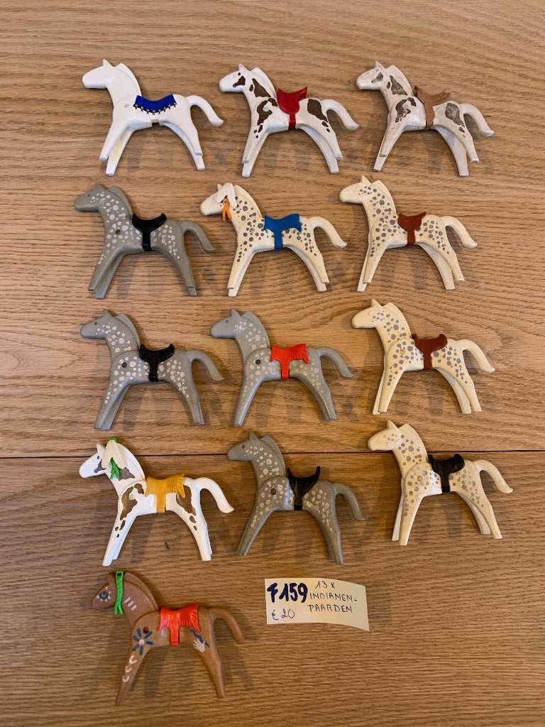 PLAYMOBIL F159: LOT 13 INDIANENPAARDEN, Enlèvement ou Envoi, Utilisé, Pièces détachées, Figurines