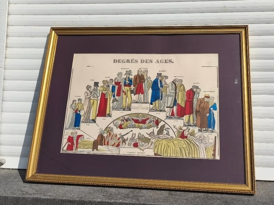 Lithographie degrés des âges, Antiek en Kunst, Kunst | Litho's en Zeefdrukken, Ophalen of Verzenden, Lithografie