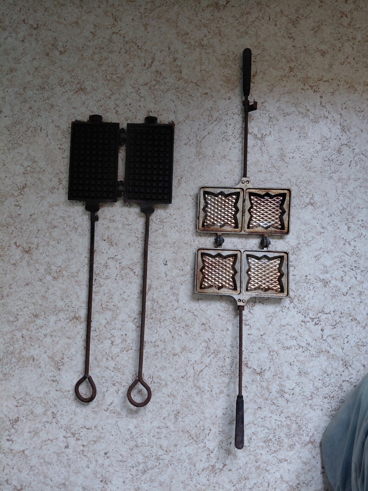 2 antieke wafelijzers, Antiek en Kunst, Ophalen