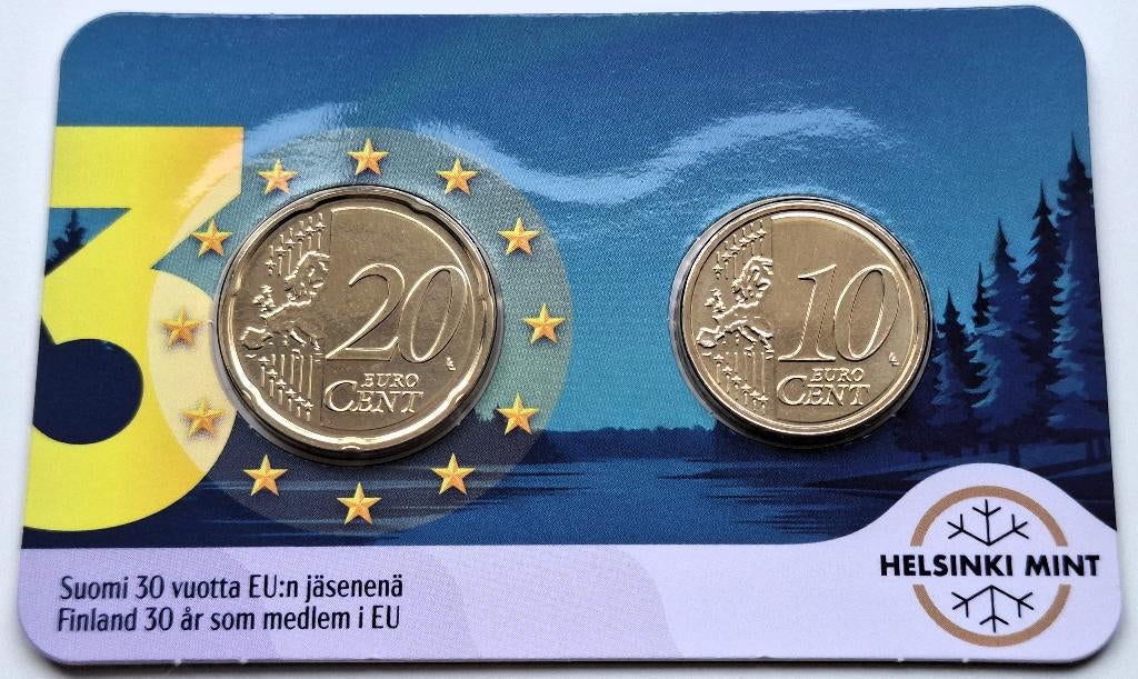 Carte de 0,30 cent d'euro de la Finlande, Envoi, Finlande, 20 centimes, Monnaie en vrac