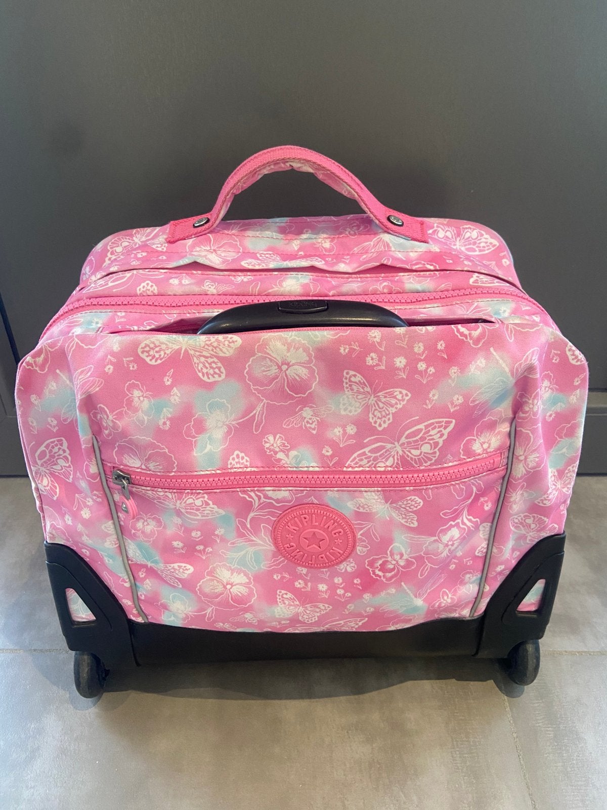 Ensemble cartable kipling à roulette +sac repas et plumier, 40 à 50 cm, Enlèvement ou Envoi, Rose, Utilisé
