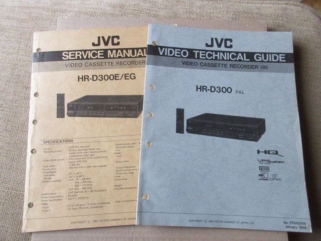 2x Manuel de service Magnétoscope JVC HR-D300E/EG/Pal, TV, Hi-fi & Vidéo, Envoi, Comme neuf, Lecteur ou enregistreur VHS