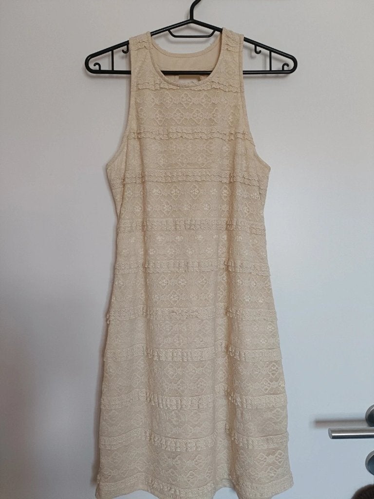 Robe d'été beige en dentelle doublée – 34/36, Enlèvement ou Envoi, Comme neuf, Taille 36 (S), Beige