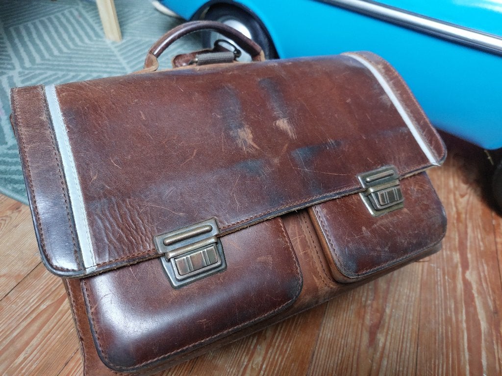 Boekentas ruitertassen, Handtassen en Accessoires, Ophalen, Minder dan 30 cm, Bruin, Aktetas of Boekentas