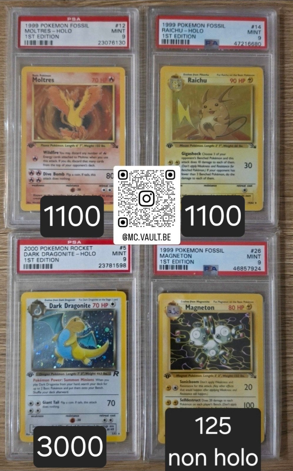 Pokemon slabs 1st edition psa 9 Rocket Fossil, Ophalen of Verzenden