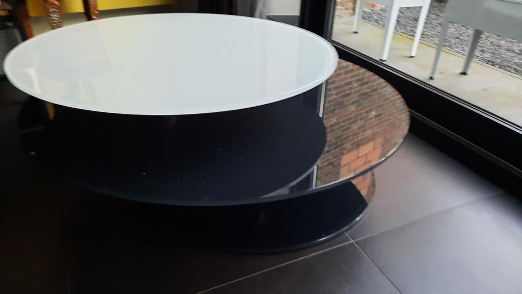 Glazen salontafel zwart wit van Rolf Benz 8190, Huis en Inrichting, Ophalen