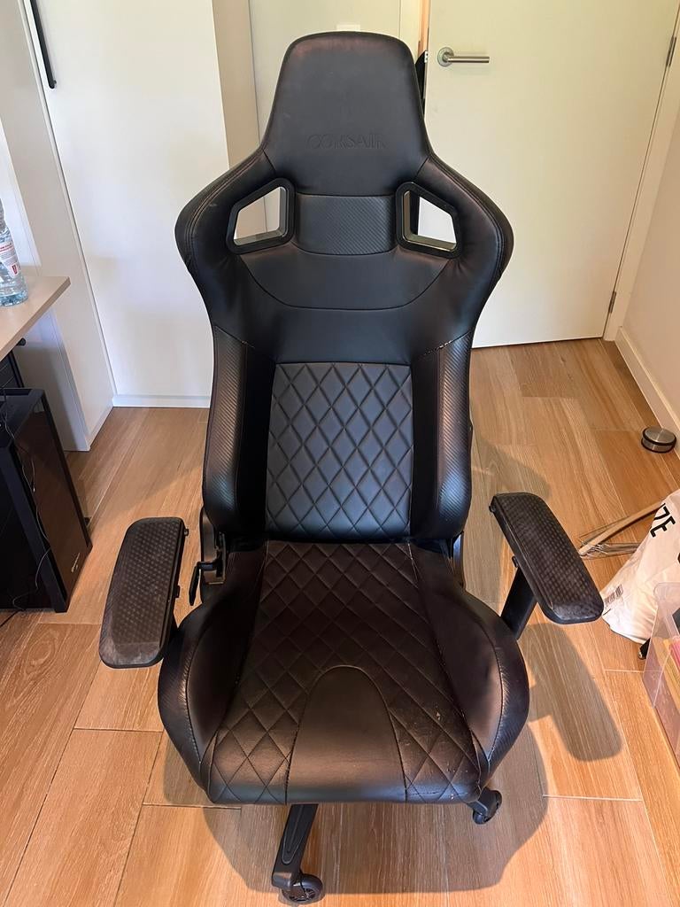 Corsair gaming chair T1 Race, Ophalen, Gebruikt, Zwart, Gaming bureaustoel