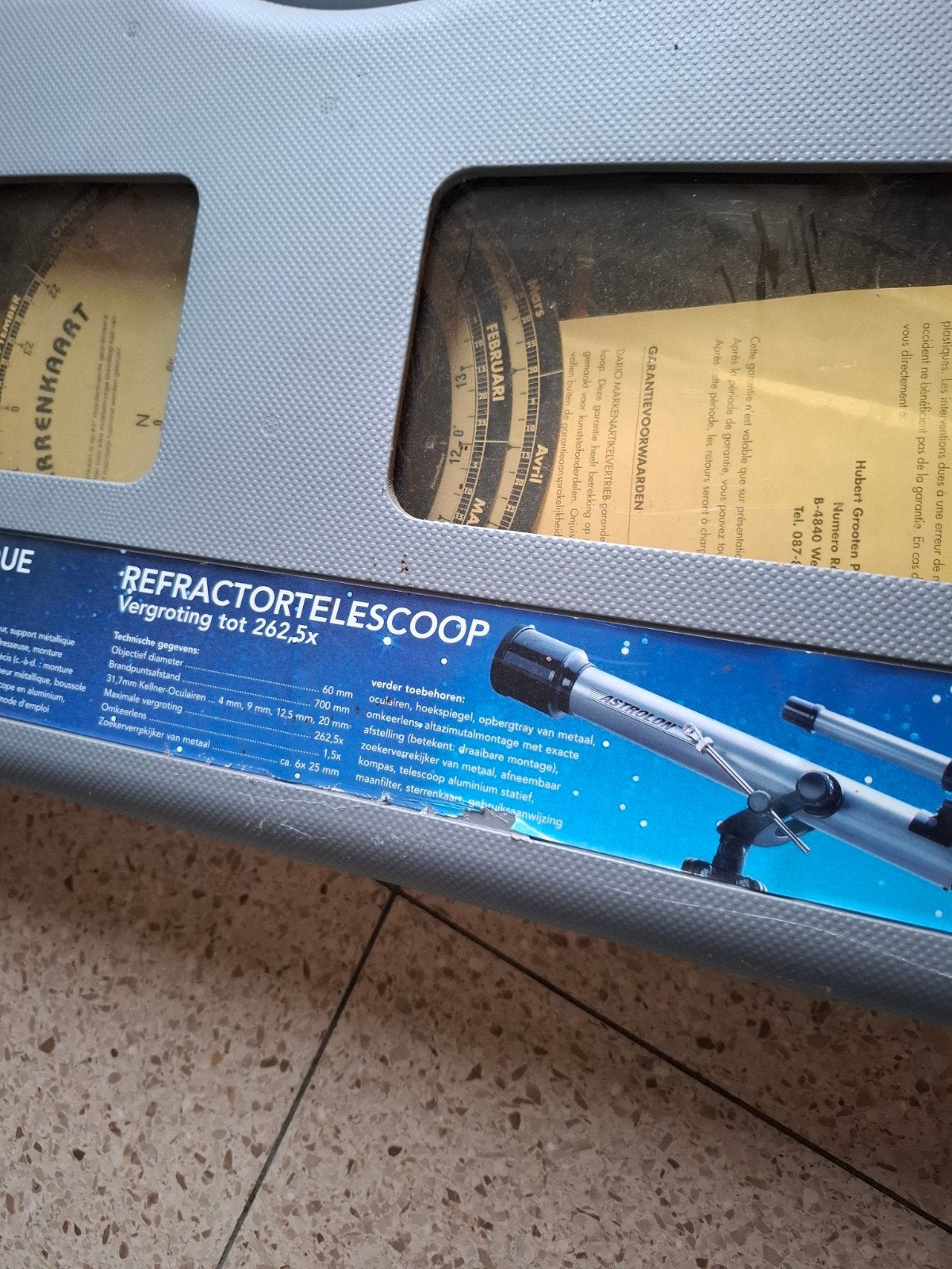 Sterrenkijker in opbergbox, Ophalen, Gebruikt