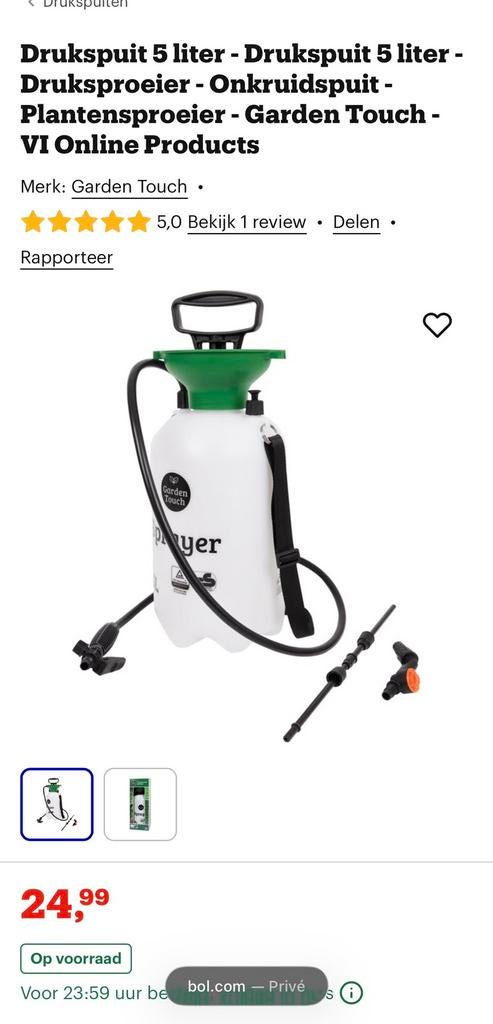 Drukspuit 5 liter - Druksproeier - Onkruid/Plantensproeier, Tuin en Terras, Ophalen, Nieuw