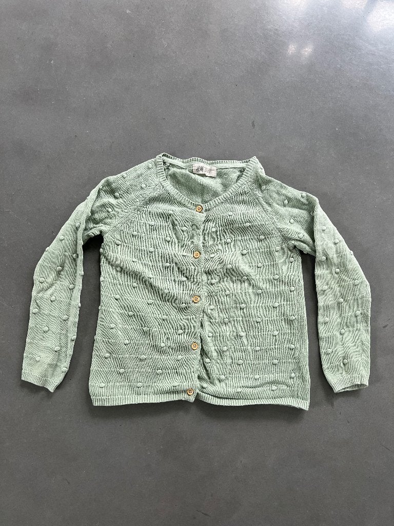 pastelgroene cardigan met bolletjes, Kinderen en Baby's, Kinderkleding | Maat 116, Gebruikt, Meisje, Trui of Vest, H&M