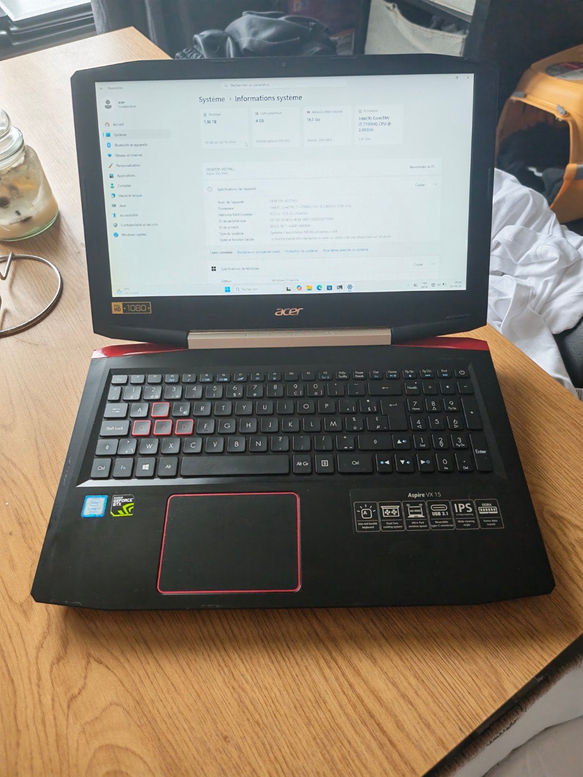 acer nitro VX 15.6, Enlèvement ou Envoi, HDD