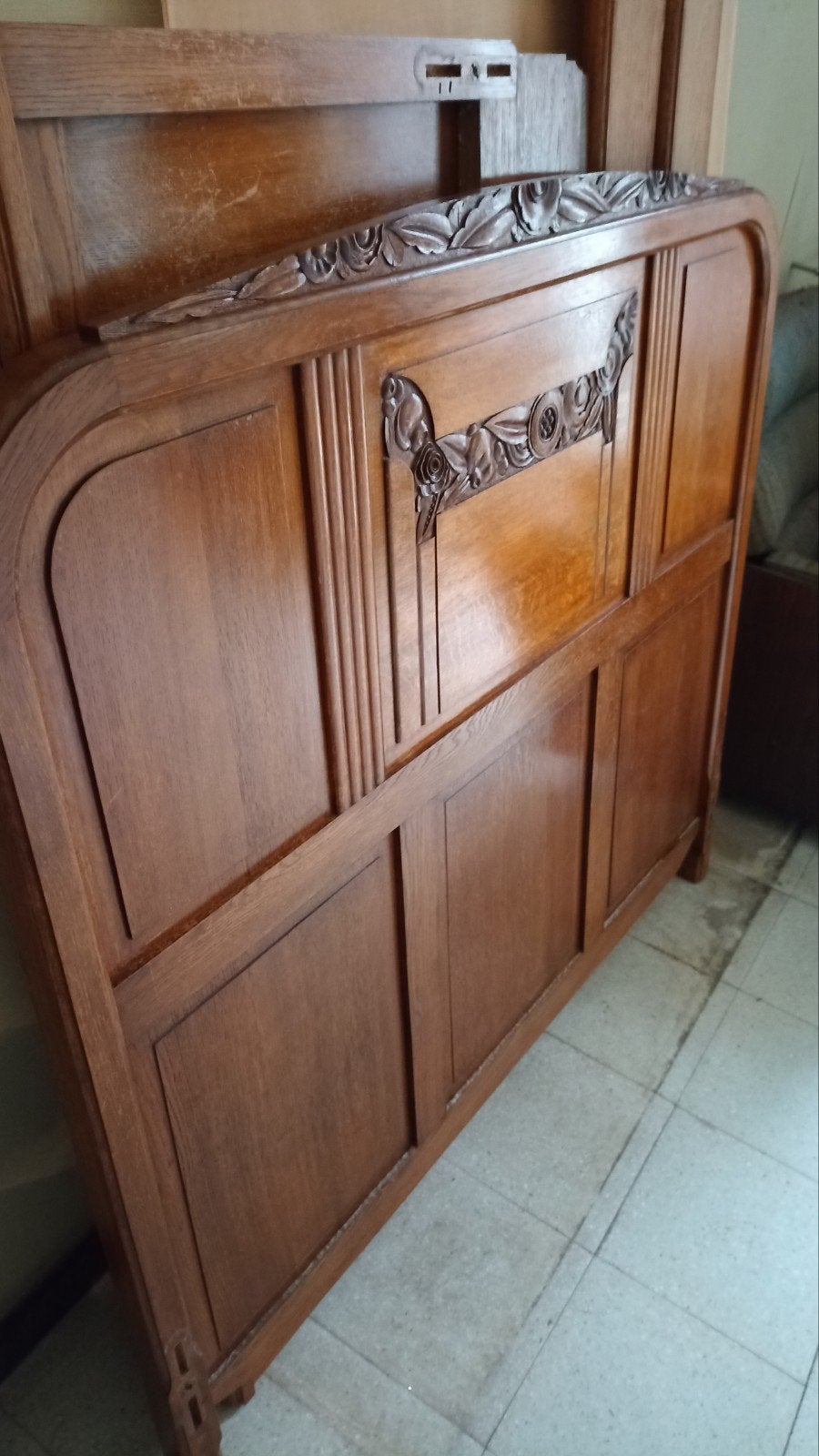 Massief eiken bed (130cm), Enlèvement, Queen size