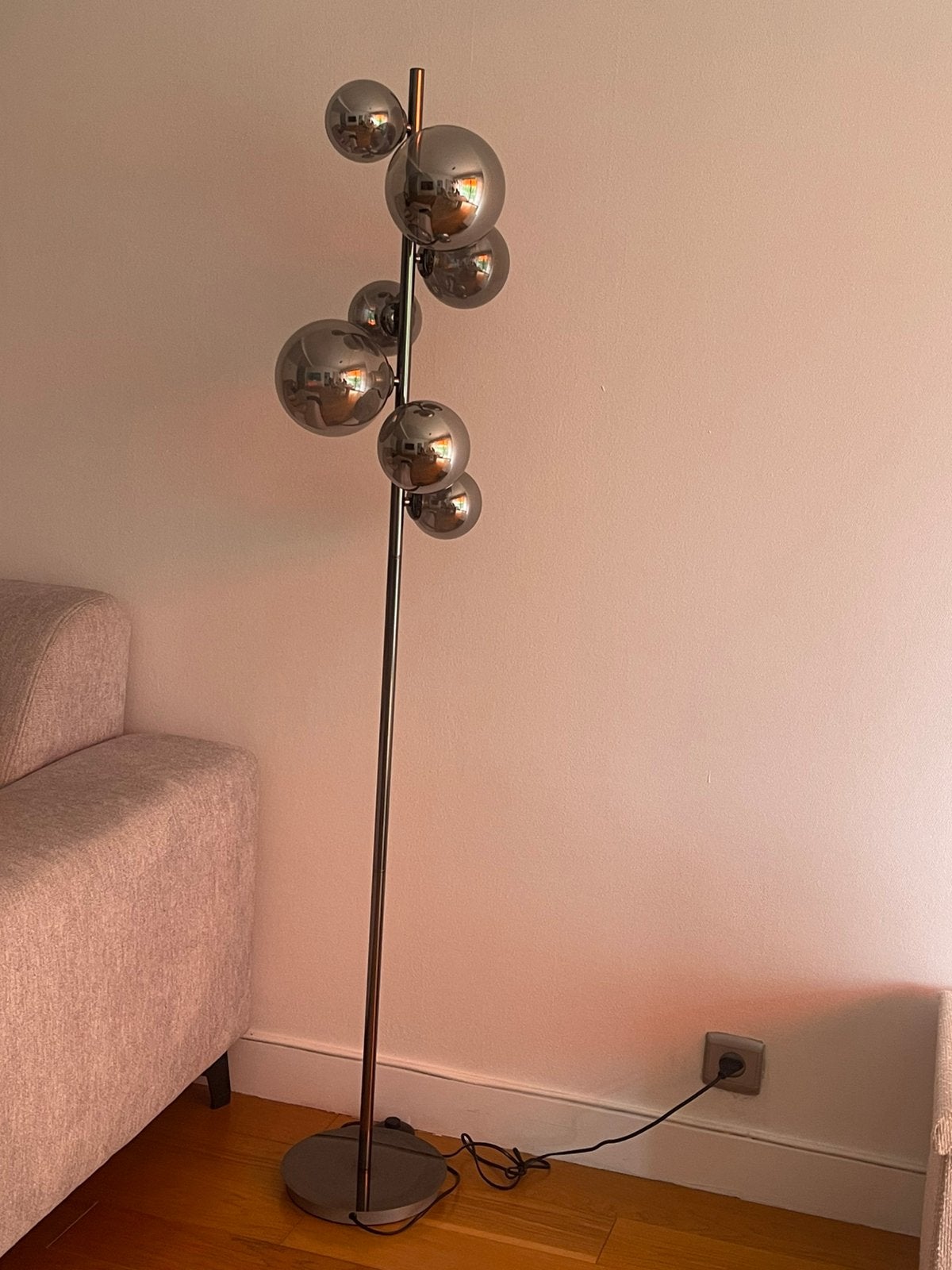 staande design vloerlamp, Huis en Inrichting, Lampen | Vloerlampen, Ophalen, Zo goed als nieuw, Glas, 100 tot 150 cm