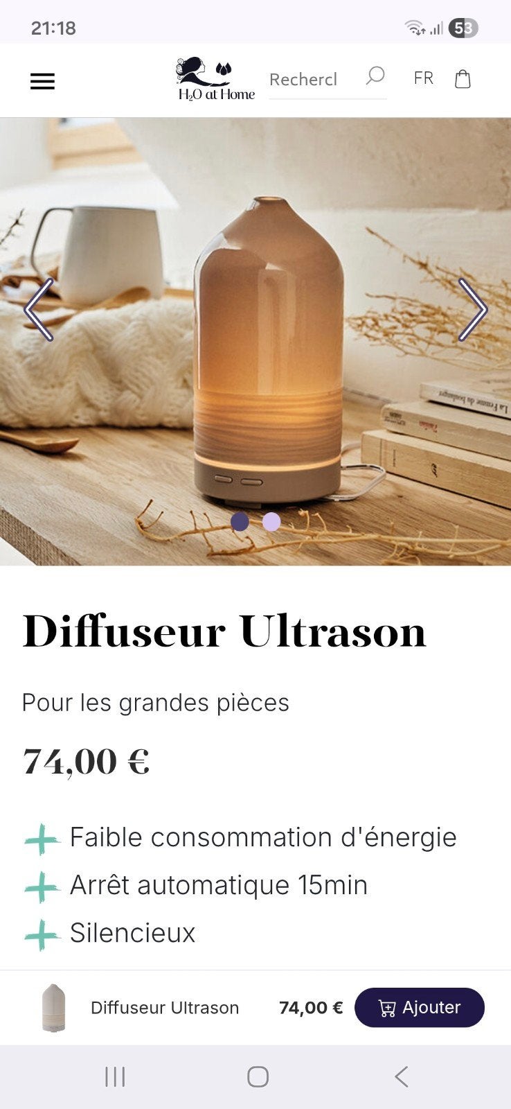 diffuseur à ultrason H2O. comme neuf, Electroménager, Enlèvement, Comme neuf, Autre