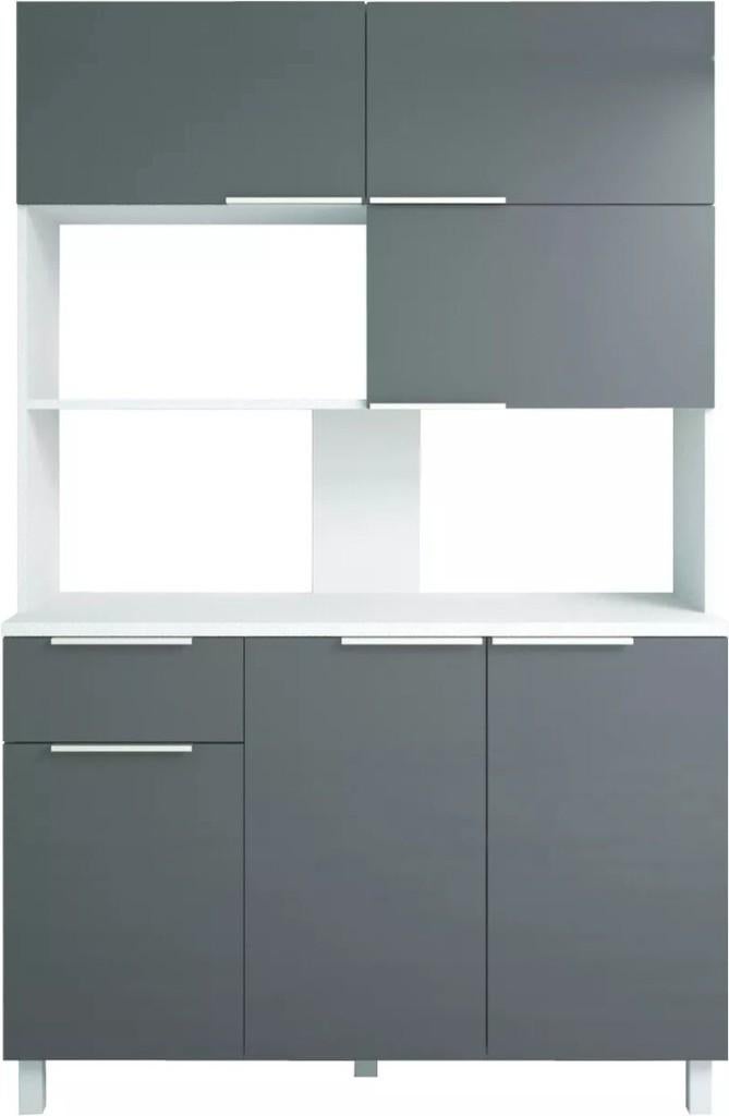 Buffet de cuisine avec 6 portes, 1 tiroir et 1 niche, Enlèvement, Neuf, Gris
