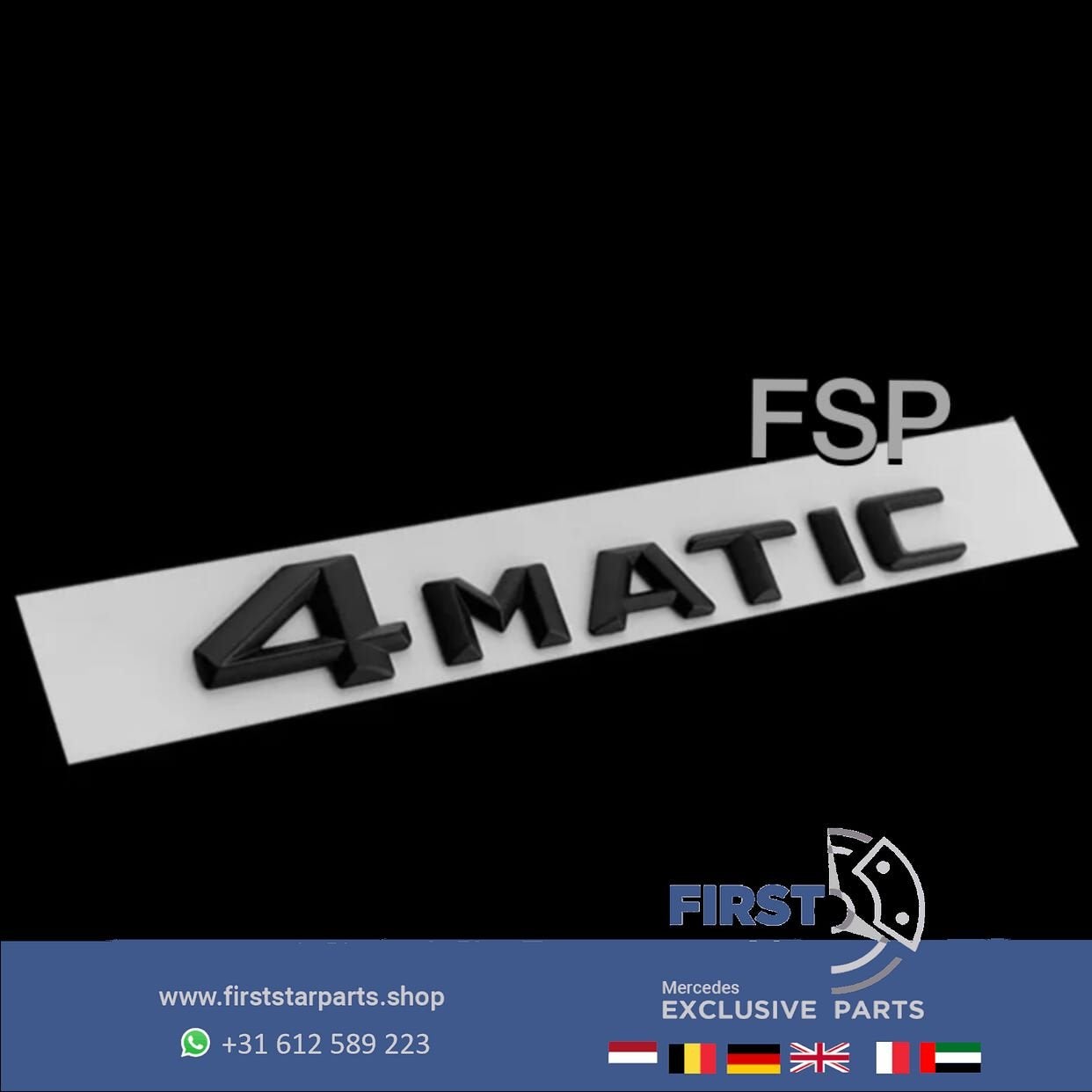 4 MATIC LOGO 4MATIC LETTERS ZWART EMBLEEM Mercedes 2014-2022, Arrière, Utilisé, -, -