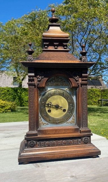 Antieke houten schouwklok, Antiek en Kunst, Ophalen