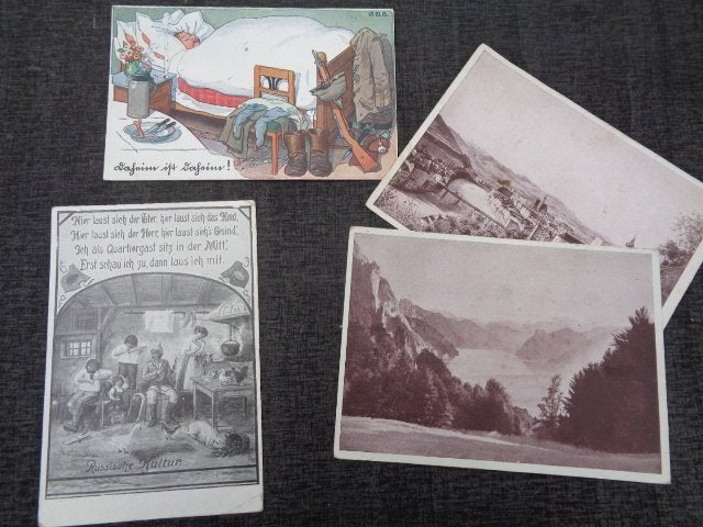 WO 1 postkaarten , één gelopen als Feldpost April 1916, Ophalen of Verzenden, Voor 1920, Gelopen, Politiek en Historie