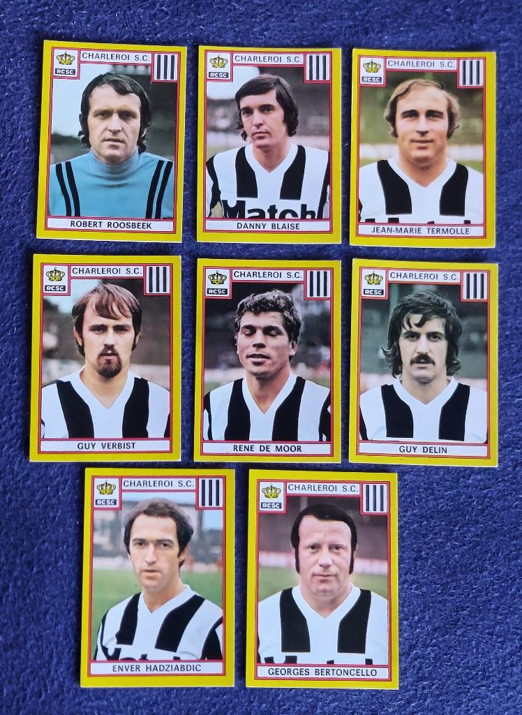 8 versch. Panini stickers voetbal ' FB 1975 - Charleroi SC ', Enlèvement ou Envoi, Neuf, Affiche, Image ou Autocollant