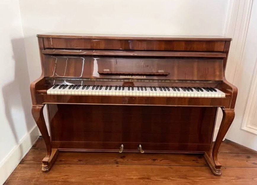 Mooie August Förster piano – prachtige houten hoogglans, Musique & Instruments, Pianos, Brillant, Comme neuf, Brun, Enlèvement