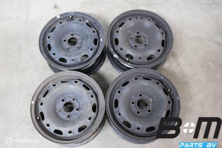 Set originele stalen velgen VW Polo 9N / 9N3 6Q0601027A, Auto-onderdelen, Banden en Velgen, Gebruikt, Velg(en)