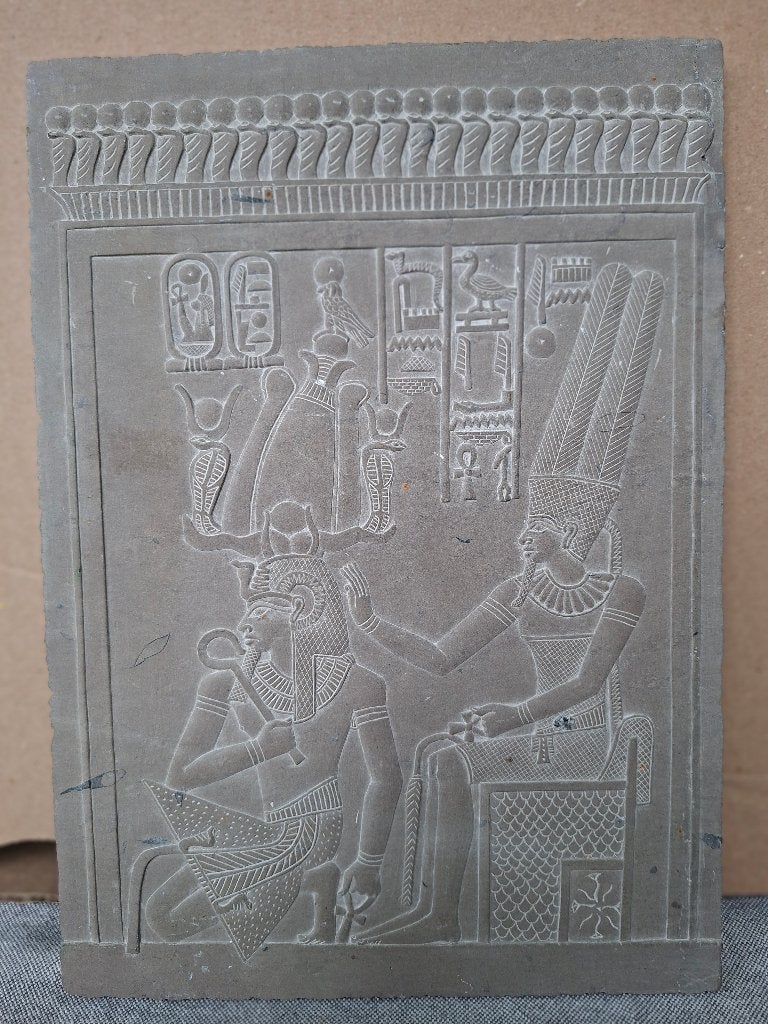 Plaquette Egypte, Antiquités & Art, Autres types, Pierre/céramique, Gris, Enlèvement