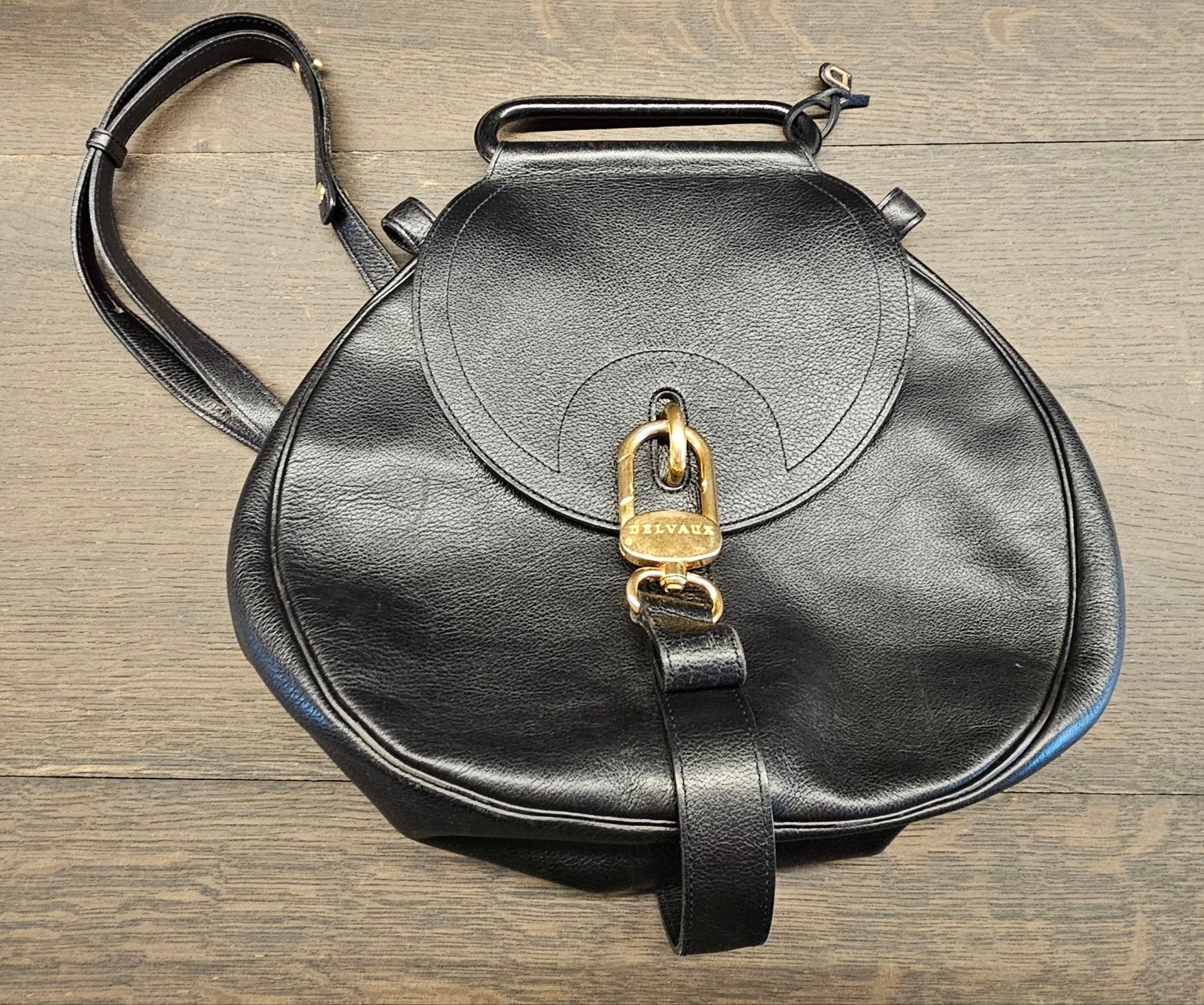 Delvaux Cerceau, Enlèvement ou Envoi, Utilisé, Noir, Cuir