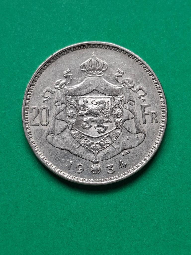 1934 België 20 frank in zilver Frans positie B, Postzegels en Munten, Munten | België, Losse munt, Zilver, Zilver, Verzenden