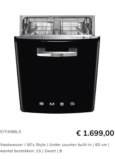 Vaatwasser SMEG 50's Style - zwart, Elektronische apparatuur, Vaatwasmachines, Ophalen, Gebruikt, Minder dan 85 cm, Minder dan 10 liter