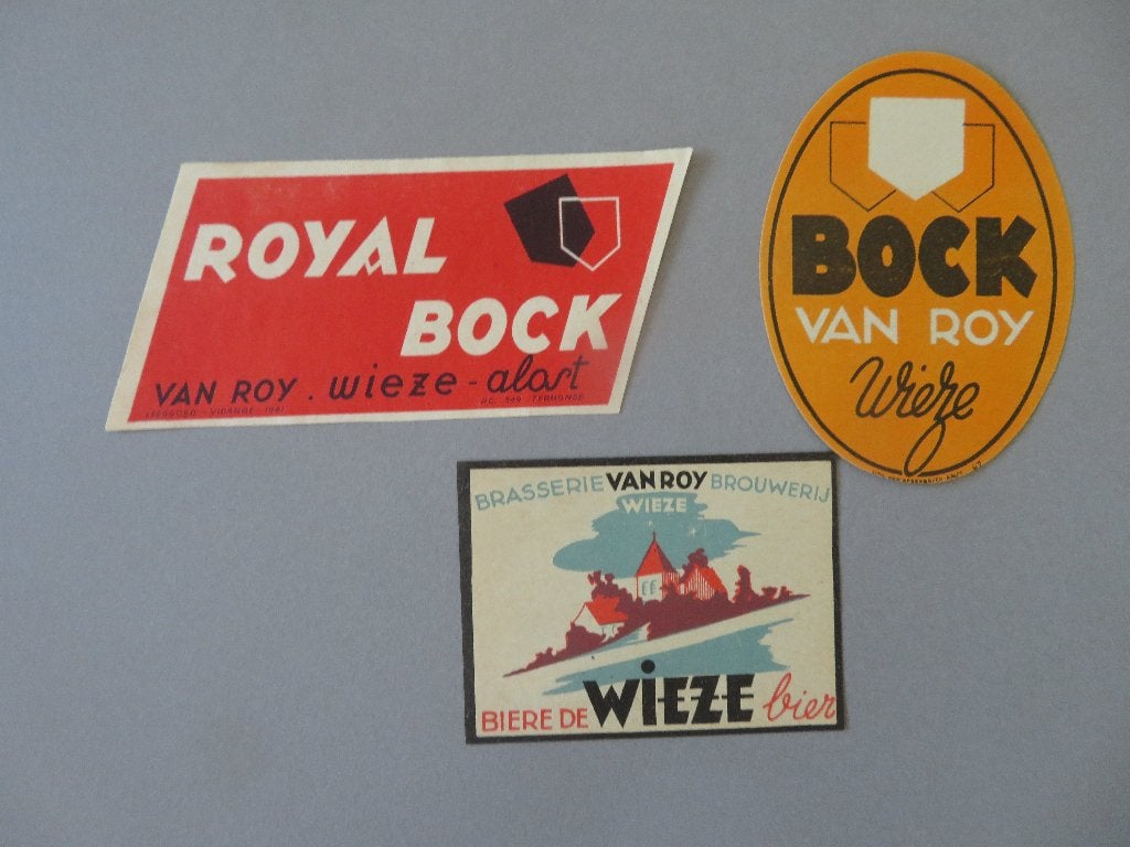 3 labels etiketten bier Brouwerij Van Roy Wieze Royal Bock, Envoi, Comme neuf, Autres types
