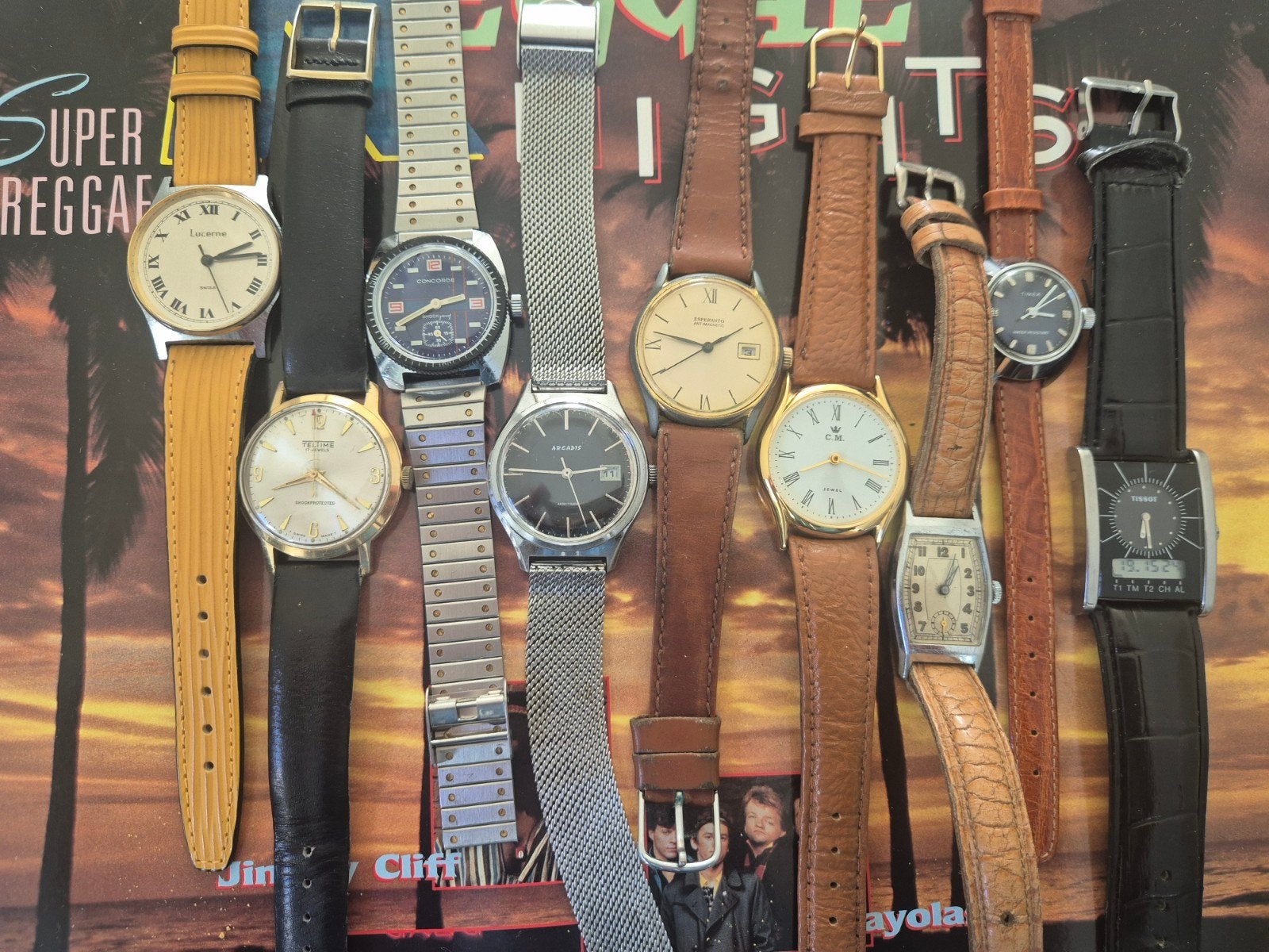 Lot de montres vintage Tissot, Concorde, collection Teltime, Montre-bracelet, Autres marques, Cuir, Acier