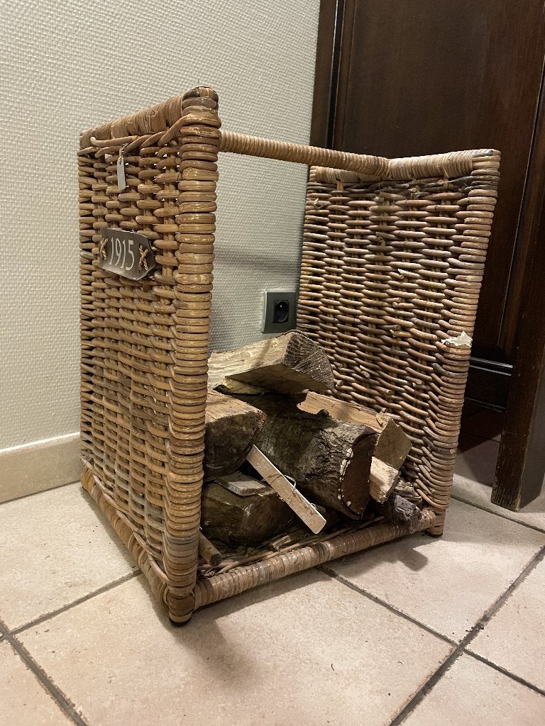 Rieten mand voor houtblokken, Ophalen, Gebruikt, Gevlochten, Mand