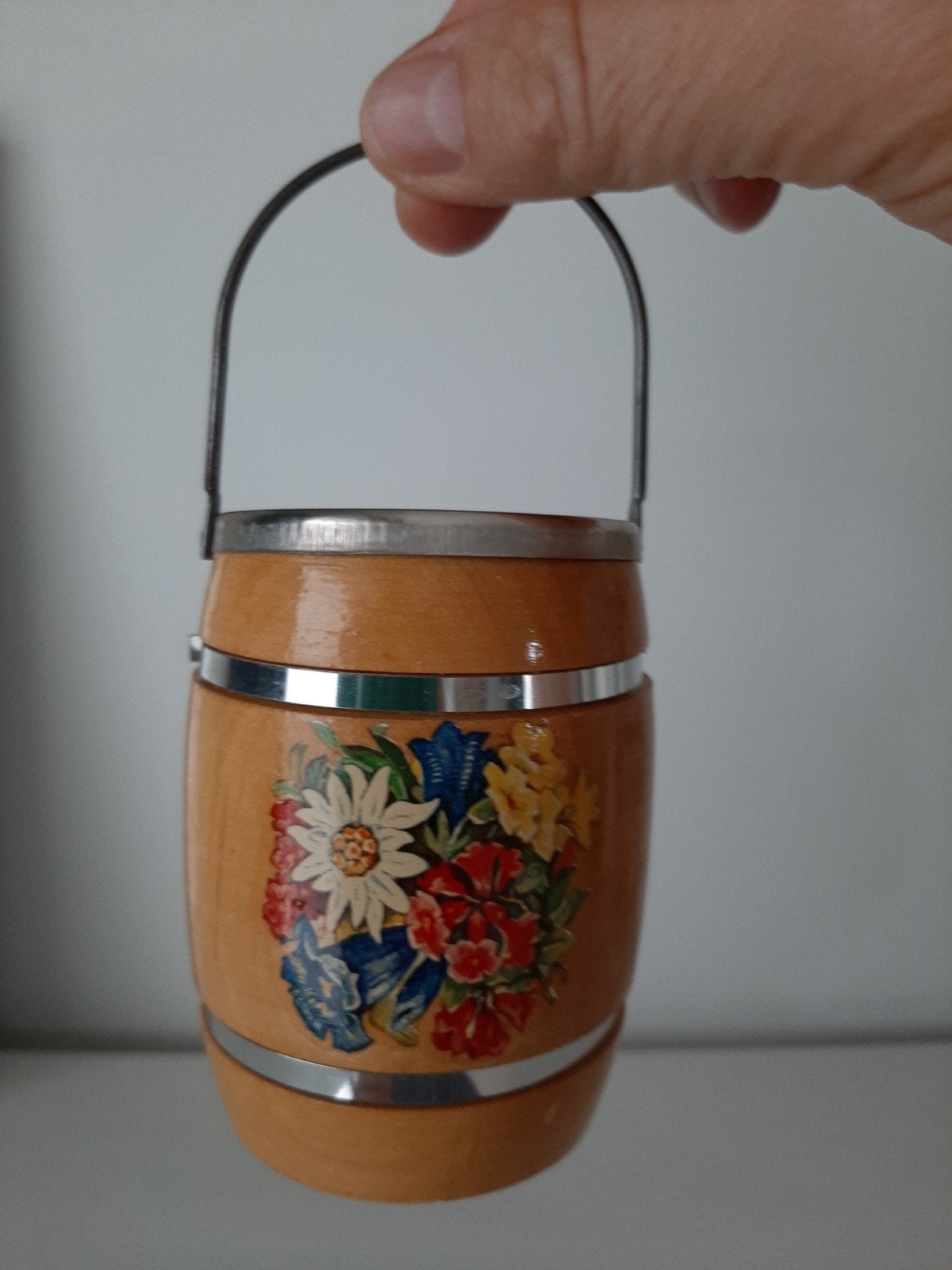 Houten spaarpotje folklore, Vintage, Antiek en Kunst, Ophalen of Verzenden