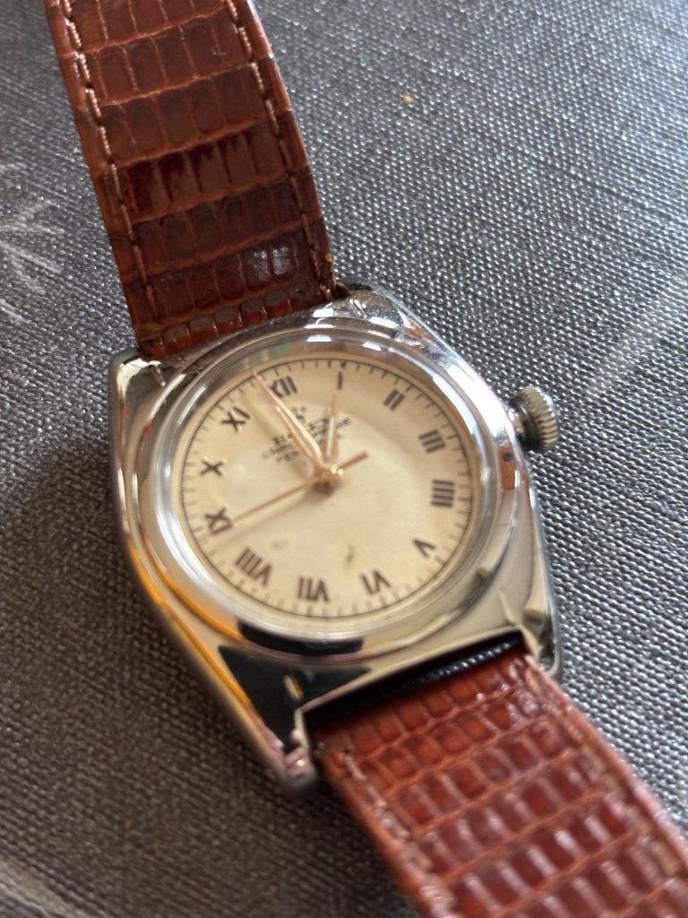 Rolex Oyster Perpetual Bubbleback 1944 boîte et papiers, Handtassen en Accessoires, Horloges | Antiek, Staal, Met bandje, Polshorloge